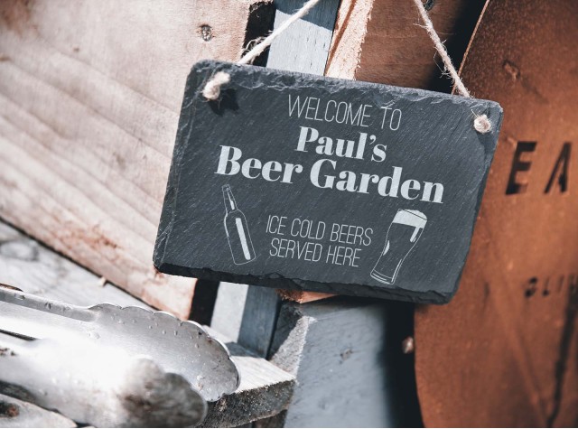 Personalised Beer Garden Hanging Sign | Welsh Slate